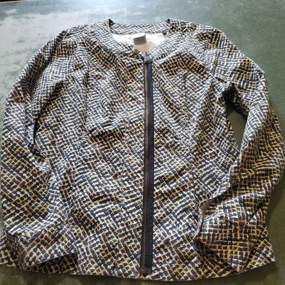 CAbi #5099 Multicolor Cliffside Geometric Pattern Moto Full Zip Jacket Size Medi - Picture 2 of 5